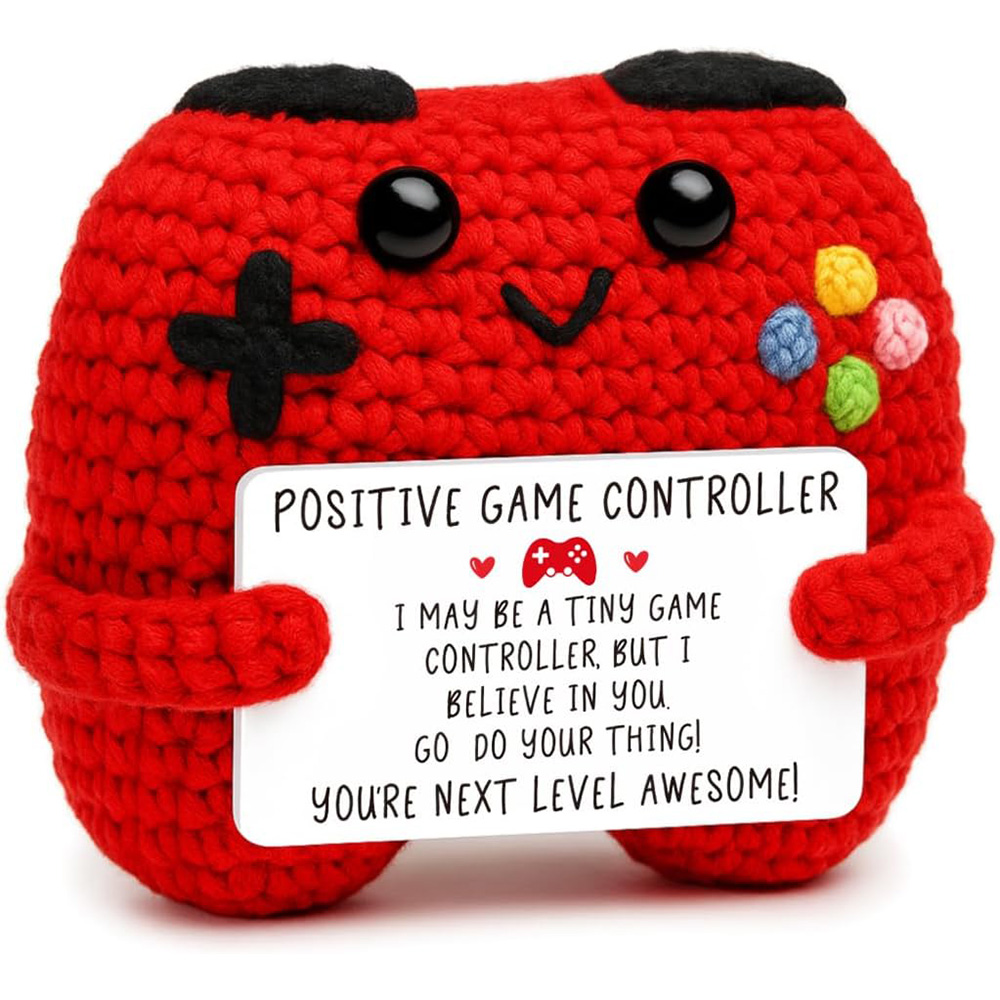 Home And Textiles Today - 面白い感情的なサポートポジティブかぎ針編みゲームコントローラー人形クリスマスホームデコレーション手作りニットゲームコントローラーオーナメント