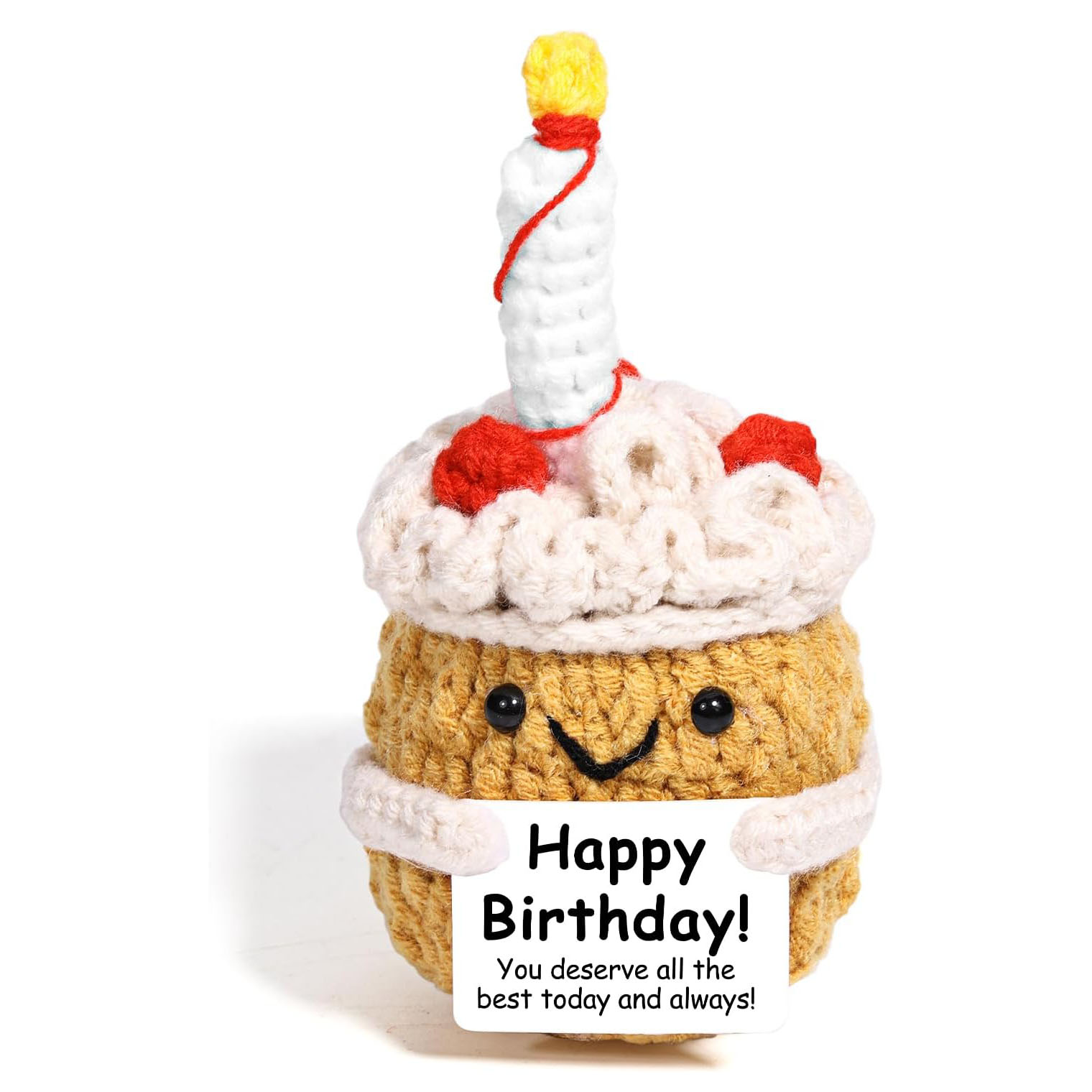 Home And Textiles Today - 新しい面白い感情を伝えるポジティブな編みぐるみケーキ人形クリスマス家の装飾手作りニットケーキデスクオーナメント