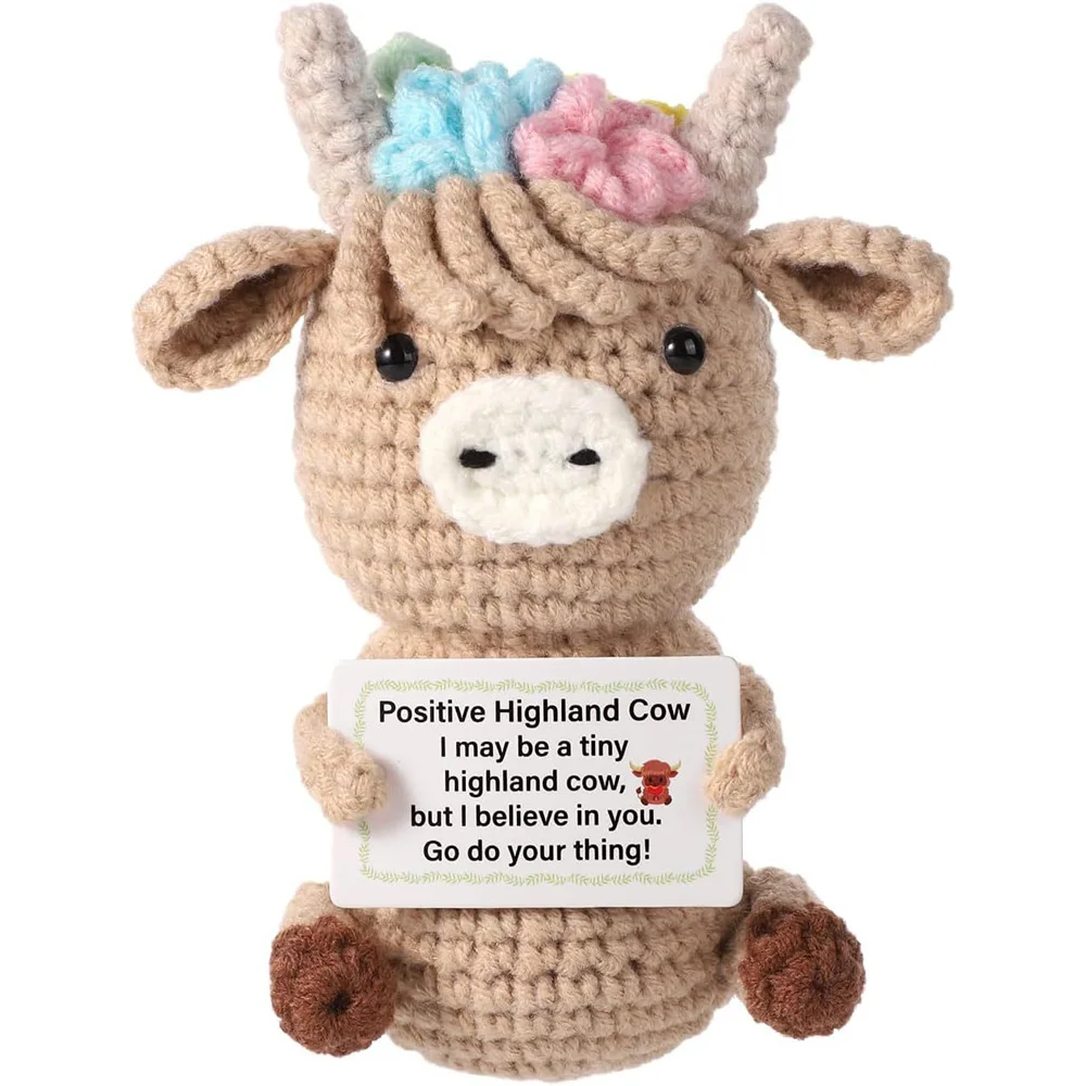 かぎ針編みの感情的な牛のぬいぐるみデコレーションデスクアクセ - Home And Textiles Today のレビューと価格