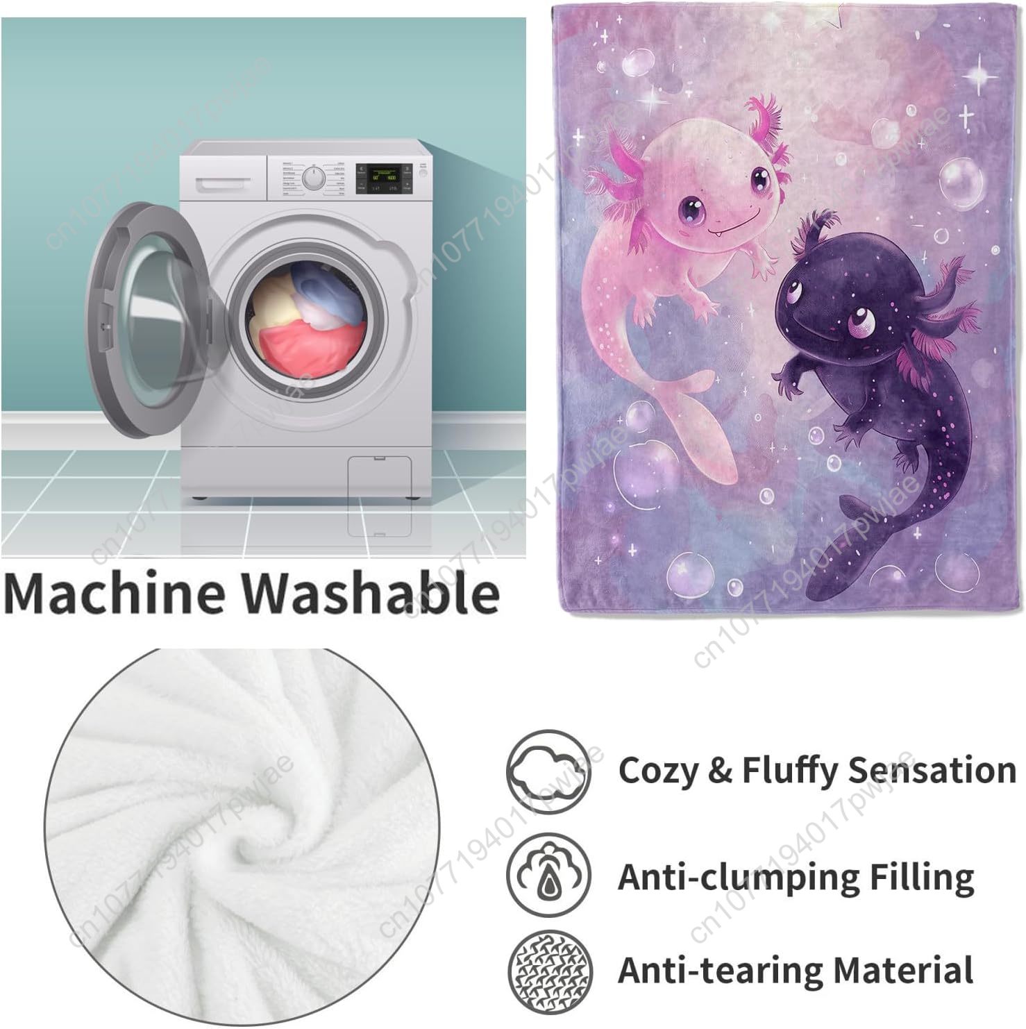 アホロートルブランケットかわいいアホロートルフランネルスロー - Home Textiles Usa のレビューと価格