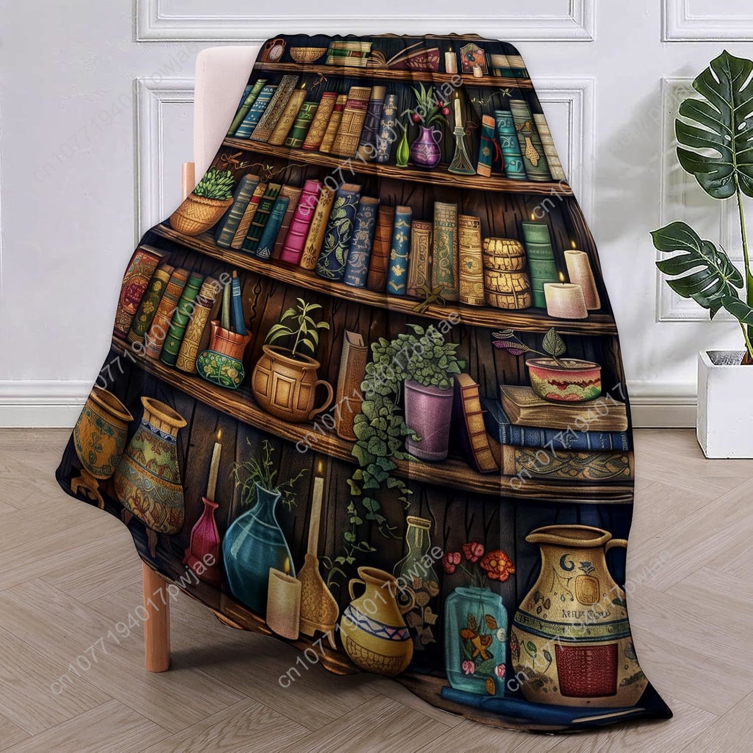 ヴィンテージブックシェルフブランケット、アンティークブックと - Home Textiles Usa のレビューと価格