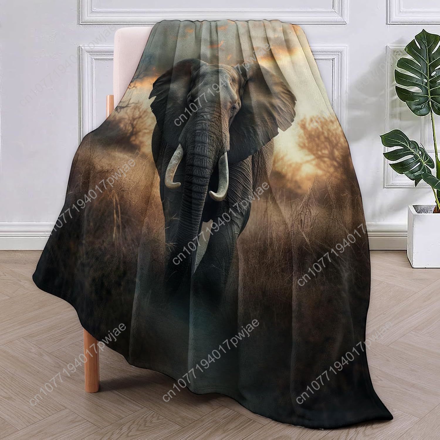 象の毛皮ブランケット、リアルな野生動物のシーンを再現した柔ら - Home Textiles Usa のレビューと価格